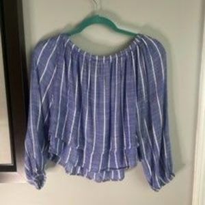 Thread & Supply Crop Top Blue and White